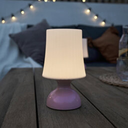 Valuelights Colmar Pair Of Led Wireless Outdoor Portable Battery Operated Pink Touch Table Lamps With White Shades - thumbnail 6