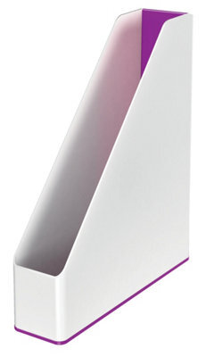 Leitz Wow White Purple Plastic Home Office Desk Storage Organiser Tidy A4 Paper Document Catalogue Holder Open Top Magazine File - image 1