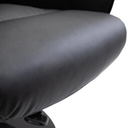 Pu Leather Armchair And Footrest Swivel Recliner  Ottoman Black - thumbnail 5