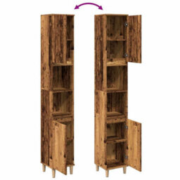 Walplus Bathroom Cabinet Old Wood 30X30X190 Cm Engineered Wood - thumbnail 8