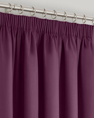 Velosso Modern Bedroom & Living Room Blackout Curtains - Triple Weave Microfibre Fabric, Header Tape Top - Plum