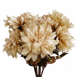 Pegdev - Pdl - Pack Of 6 X 55Cm Artificial Dahlia Flower Stems Dusty Cream With Silk Flowers And Wired Stems
