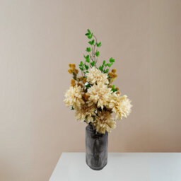Pegdev - Pdl - Pack Of 6 X 55Cm Artificial Dahlia Flower Stems Dusty Cream With Silk Flowers And Wired Stems - thumbnail 3
