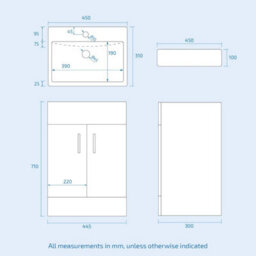 Nes Home 450 mm White Basin Sink Vanity Cabinet Unit Bathroom Furniture Nanuya - thumbnail 7