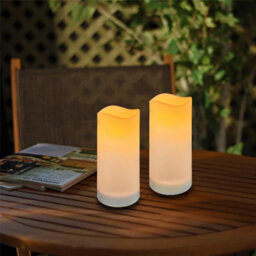 Taylor & Brown 2 Pack Solar Powered Outdoor Candles, Waterproof Led Flameless Pillar Candle, Dusk To Dawn, Rechargeable Battery - thumbnail 5