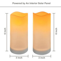 Taylor & Brown 2 Pack Solar Powered Outdoor Candles, Waterproof Led Flameless Pillar Candle, Dusk To Dawn, Rechargeable Battery - thumbnail 6