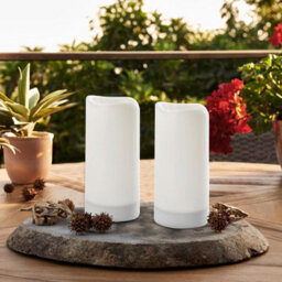 Taylor & Brown 2 Pack Solar Powered Outdoor Candles, Waterproof Led Flameless Pillar Candle, Dusk To Dawn, Rechargeable Battery - thumbnail 4