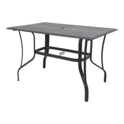 Thehotsale 120Cm L Garden Metal Slatted Coffee Table Outdoor Rectangle Table In Black - thumbnail 4