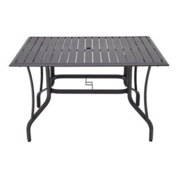 Thehotsale 120Cm L Garden Metal Slatted Coffee Table Outdoor Rectangle Table In Black - thumbnail 3