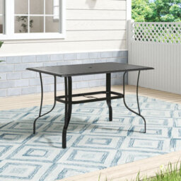 Thehotsale 120Cm L Garden Metal Slatted Coffee Table Outdoor Rectangle Table In Black - thumbnail 2