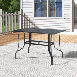 Thehotsale 120Cm L Garden Metal Slatted Coffee Table Outdoor Rectangle Table In Black - thumbnail 1