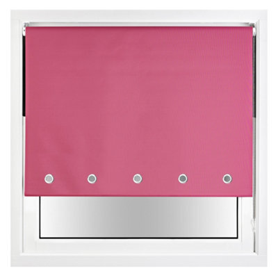 Furnished Thermal Blackout Roller Blinds With Round Eyelets & Metal Fittings - Fuchsia Pink (W)50Cm (L)210Cm