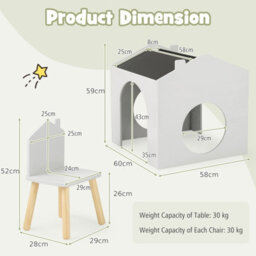 Costway Kids Table And Chair Set Children Wooden Children Activity Desk W/ Chalkboards - thumbnail 3