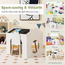 Costway Kids Table And Chair Set Children Wooden Children Activity Desk W/ Chalkboards - thumbnail 6