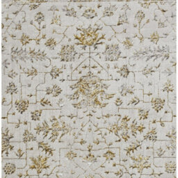 Gold Grey Abstract Bordered 8mm Pile Rug For Bedroom, Living, Dining Room, Easy To Clean Traditional Rug-160Cm X 230Cm - thumbnail 3