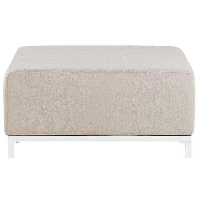 Wyld and Coco Elara Home Beige Outdoor-Indoor Ottoman - Water-Resistant Polyester, White Aluminium Legs, 83X83X38Cm - image 1