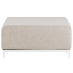 Wyld and Coco Elara Home Beige Outdoor-Indoor Ottoman - Water-Resistant Polyester, White Aluminium Legs, 83X83X38Cm - thumbnail 1