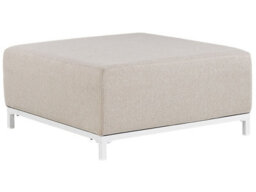 Wyld and Coco Elara Home Beige Outdoor-Indoor Ottoman - Water-Resistant Polyester, White Aluminium Legs, 83X83X38Cm - thumbnail 3