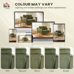 Homcom 2 Seater Sofa, Corduroy Sofa W/ Spring Cushions 2 Pillows, Dark Green - thumbnail 6