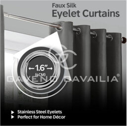 Gc Gaveno Cavailia Silk Sheen Eyelet Curtain 90X108 Charcoal 100% Polyester Ring Top Fully Lined Drapes - thumbnail 4