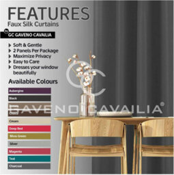 Gc Gaveno Cavailia Silk Sheen Eyelet Curtain 90X108 Charcoal 100% Polyester Ring Top Fully Lined Drapes - thumbnail 3