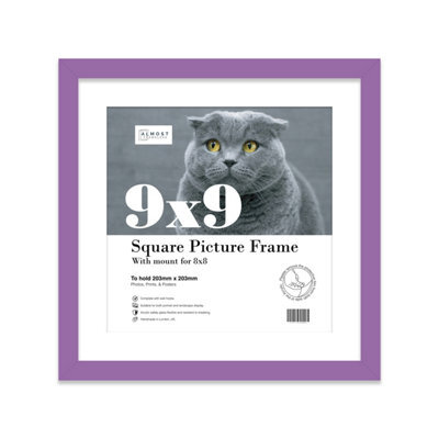 "9X9"" Purple Picture Frame - 9X9"" Square Frame With 8X8"" Mount For 9X9""/8X8"" Pictures Classic Style Photo Display, 1 Pack" - image 1