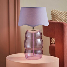 Valuelights Lolly Lilac Glass Bubble Table Lamp With Scallop Shade