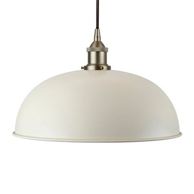 Clay White Worcester Painted Dome Pendant Light With Brushed Chrome Lamp Holder And Black Round Cable - Se Home - image 1