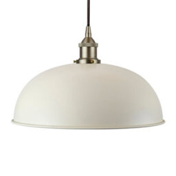 Clay White Worcester Painted Dome Pendant Light With Brushed Chrome Lamp Holder And Black Round Cable - Se Home - thumbnail 1