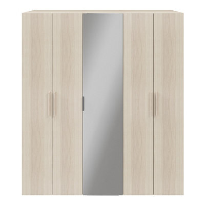GoodHome Atomia Freestanding Matt Oak Effect Chipboard Mirrored Wardrobe (H)2250mm (W)750mm (D)580mm - image 1