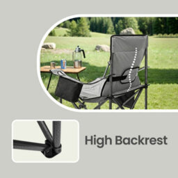 Ledrem Oversized Camping Chair, Heavy-Duty Outdoor Folding Chair Comfortable Lumbar Support, Grey - thumbnail 7