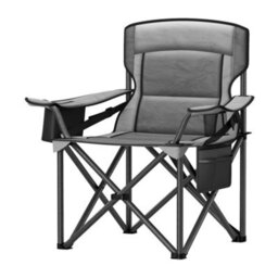 Ledrem Oversized Camping Chair, Heavy-Duty Outdoor Folding Chair Comfortable Lumbar Support, Grey - thumbnail 2