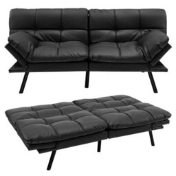 Costway 2 Seat Convertible Loveseat Sofa Bed Memory Foam Sleeper Couch 3-Level Adjust