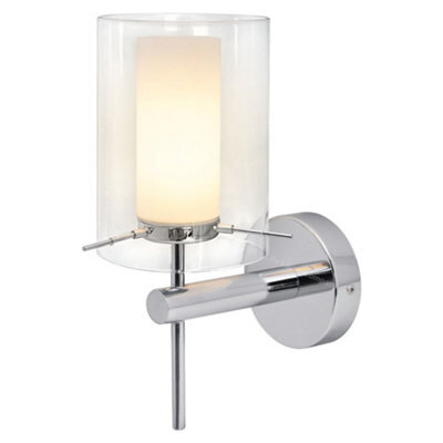 Long Life Lamps Company Modern Glass Wall Light Chrome Clear Glass Shade Ip44 H3098 With G9 Led 5W Warm White - image 1