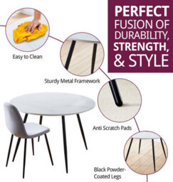Hallowood Furniture Cullompton Large Round Dining Table (1.2M) With 4 Chairs (Cha502-Sgy) - thumbnail 2