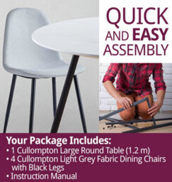 Hallowood Furniture Cullompton Large Round Dining Table (1.2M) With 4 Chairs (Cha502-Sgy) - thumbnail 7