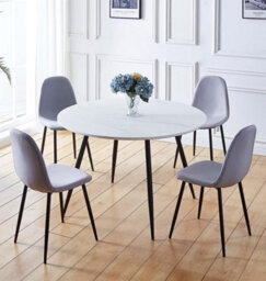 Hallowood Furniture Cullompton Large Round Dining Table (1.2M) With 4 Chairs (Cha502-Sgy)