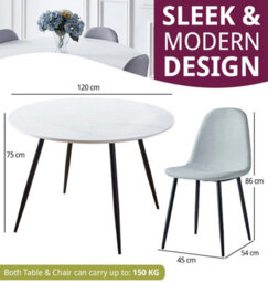 Hallowood Furniture Cullompton Large Round Dining Table (1.2M) With 4 Chairs (Cha502-Sgy) - thumbnail 3