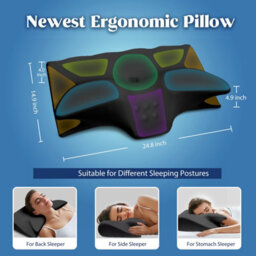 Amorly Memory Foam Cervical Pillow For Neck Pain Relief, Adjustable Ergonomic Orthopedic Neck Support Pillow For Side, Back - thumbnail 5