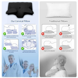 Amorly Memory Foam Cervical Pillow For Neck Pain Relief, Adjustable Ergonomic Orthopedic Neck Support Pillow For Side, Back - thumbnail 2