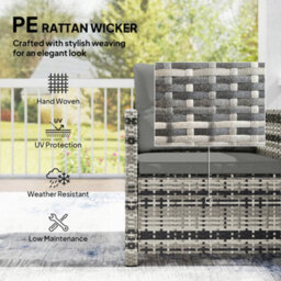 Outsunny Rattan Garden Furniture Bistro Set With Cushion, Mixed Grey - thumbnail 5