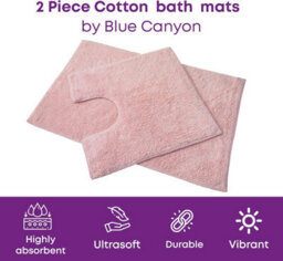 Blue Canyon 2-Piece Cotton Bath & Pedestal Mat Set Soft Highly Absorbent Quick-Dry Elegant Bathroom Rugs Non-Slip Machine Washable - thumbnail 3