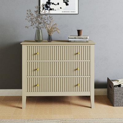 Melody Maison 3 Drawer Chest Of Drawers - Hales Taupe Range - image 1
