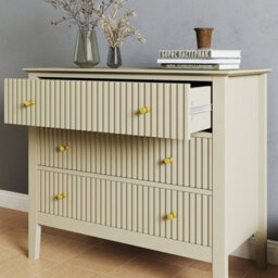 Melody Maison 3 Drawer Chest Of Drawers - Hales Taupe Range - thumbnail 3