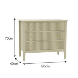 Melody Maison 3 Drawer Chest Of Drawers - Hales Taupe Range - thumbnail 7