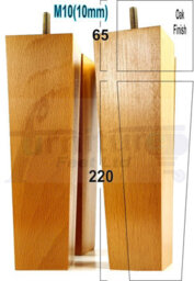 L&F 4 Wood Furniture Legs M10 220mm High Oak Finish Replacement Square Tapered Sofa Feet Stools Chairs Cabinets Beds - thumbnail 1