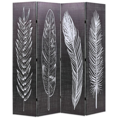 Berkfield Folding Room Divider 160X170 Cm Feathers Black And White - image 1