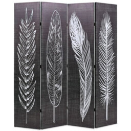 Berkfield Folding Room Divider 160X170 Cm Feathers Black And White - thumbnail 1