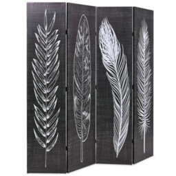 Berkfield Folding Room Divider 160X170 Cm Feathers Black And White - thumbnail 2
