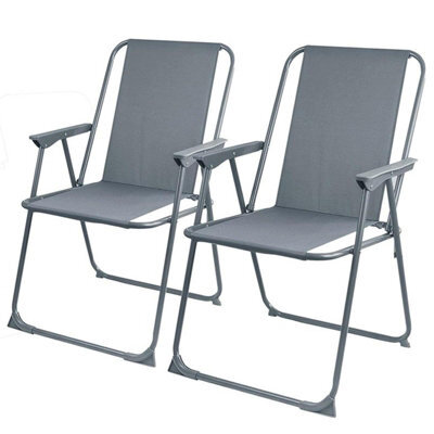Gr8 Garden Set Of 2 Grey Outdoor Garden Camping Beach Folding Chair - image 1